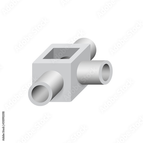 Precast concrete manhole product, sewer pipe vector illustration for access cleaning by construction, install in stormwater, rainwater, wastewater or sewage drainage system, connect to drain gutter.
