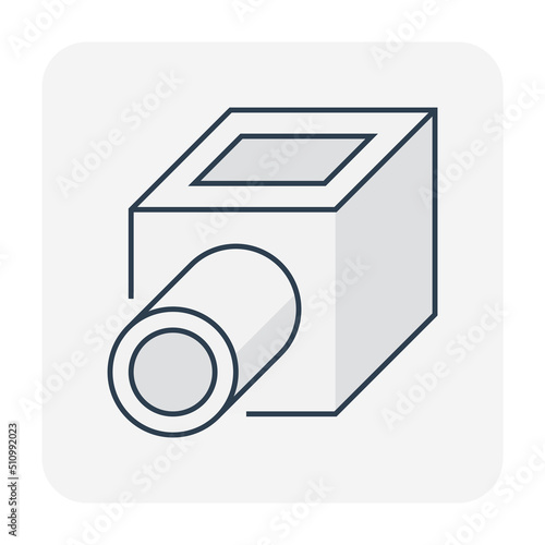 Precast concrete manhole product and sewer pipe vector icon for access to cleaning by construction, install in stormwater, rainwater, wastewater or sewage drainage system by connect to drain gutter.
