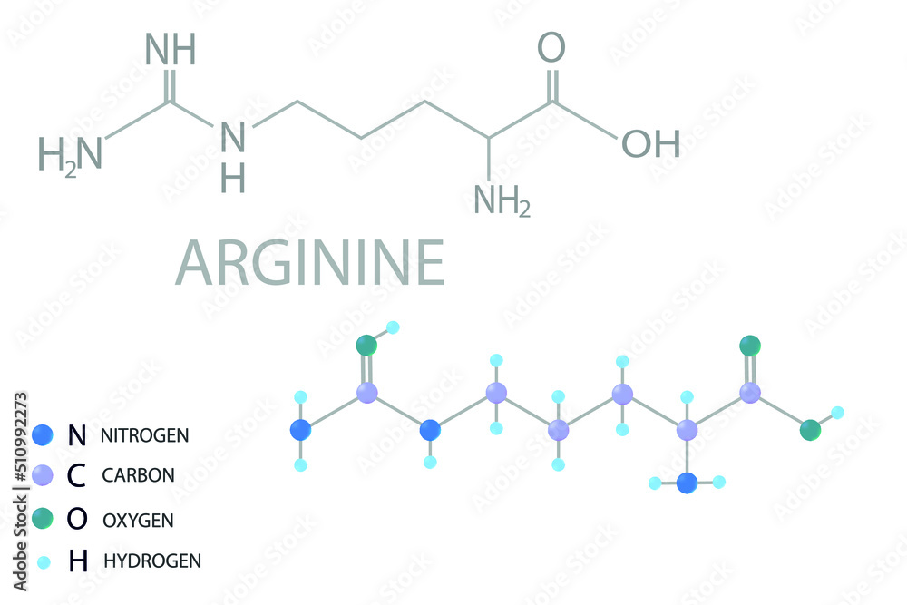 Arginine molecular skeletal 3D chemical formula. Arginine molecular skeletal 3D chemical formula.