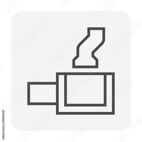 Precast concrete manhole or catch basin vector icon. Include downsprout for access, cleaning by install in stormwater, rainwater drainage system by connect to sewer pipe, drain gutter. 64x64 pixel.