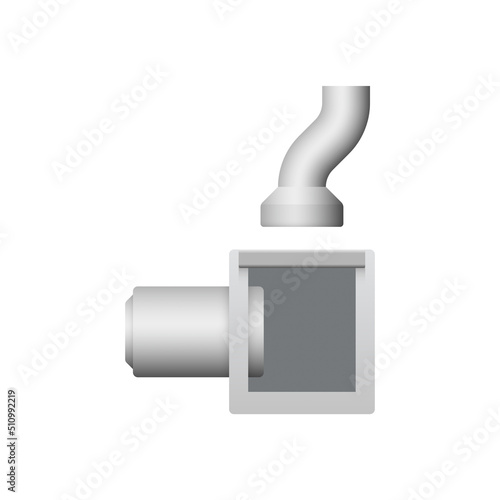 Precast concrete manhole or catch basin vector icon. Include downsprout, diverter for access, cleaning by install in stormwater, rainwater drainage system by connect to sewer pipe, drain gutter.
