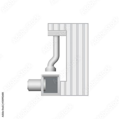 Drainage system vector icon consist of downsprout, diverter, grate, sewer pipe, manhole or catch basin for access, cleaning, maintenance and drain stormwater, rainwater, wastewater or sewage to gutter