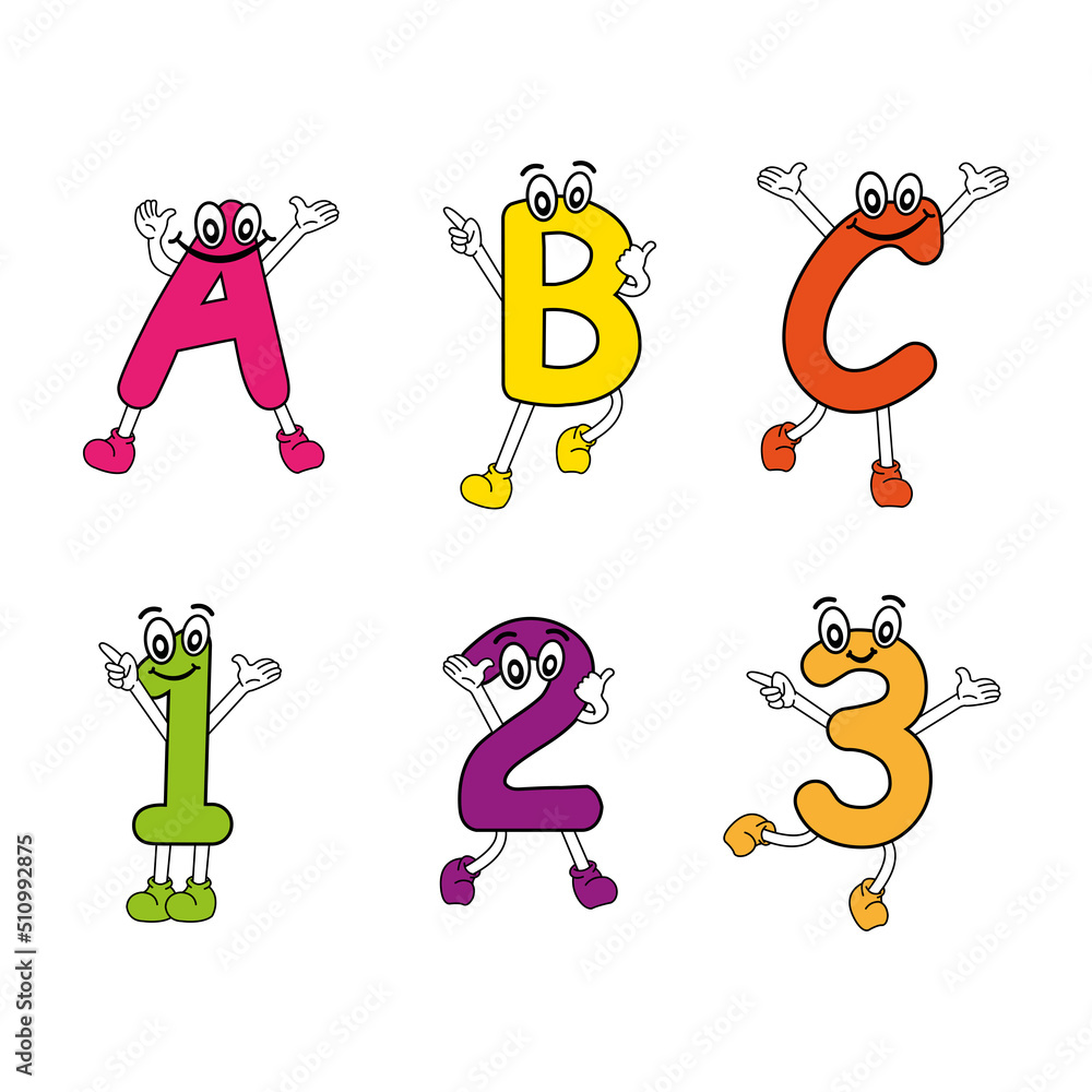 Fototapeta premium Character design vector illustration with letters A B C