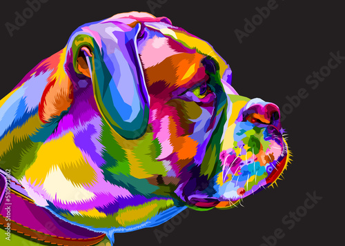 colorful english bulldog on pop art style. geometric. Polygonal Animals.
