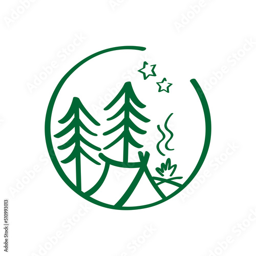 Icon illustrations related to camping. Camping logo design.