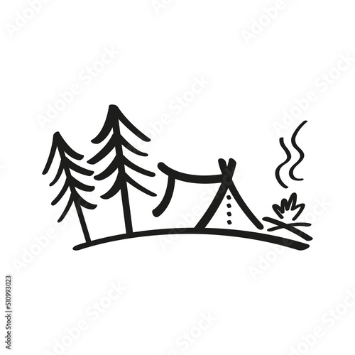 Icon illustrations related to camping. Camping logo design. © DUYGU YALÇIN