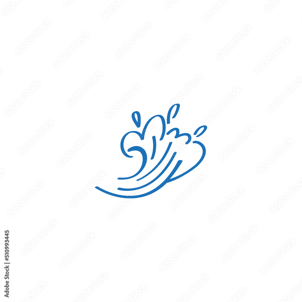 Sea wave icon drawing on white background. 