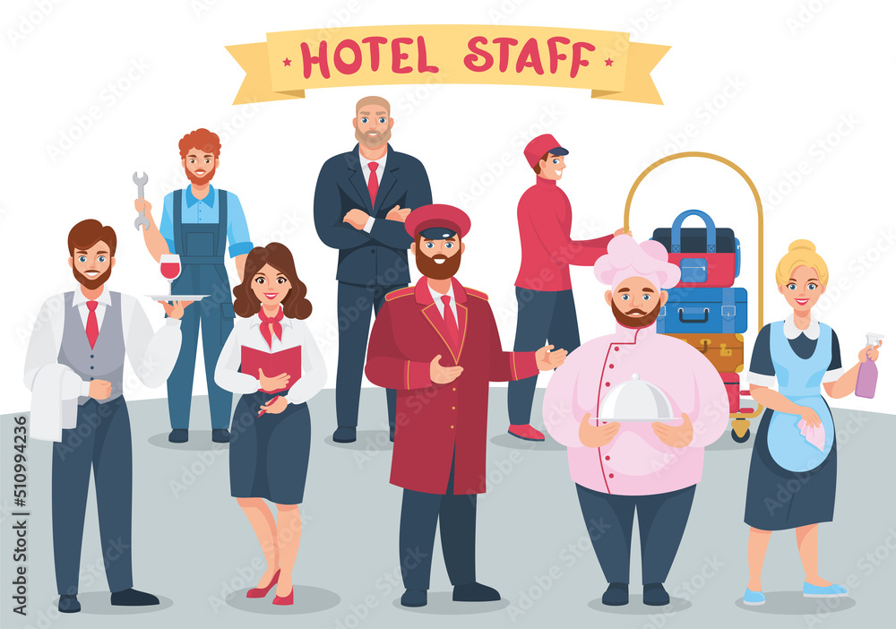 Obraz premium Hotel Staff Members Composition