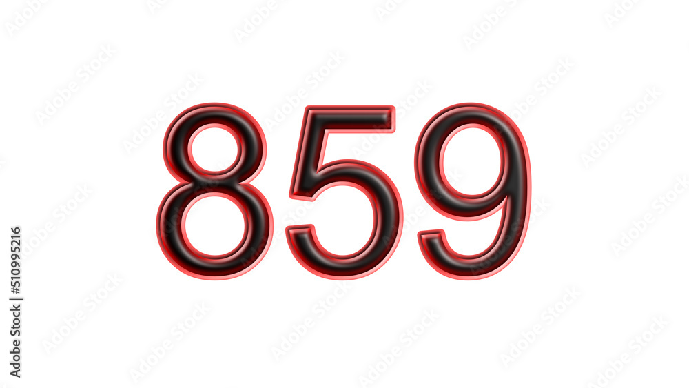 red 859 number 3d effect white background red 859 number 3d effect white background