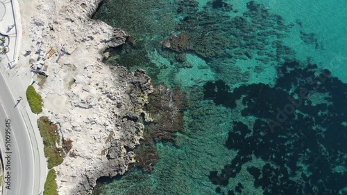 Aerial views from Moraira's coast. Drone video in Moraira, White Coast, Alicante, Spain. Les platgetes, Moraira. 