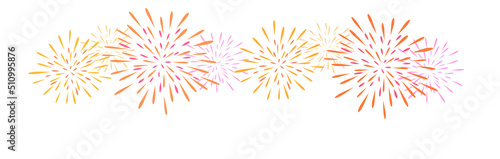 Illustration of fireworks. White background. 打ち上げ花火のイラスト。白背景