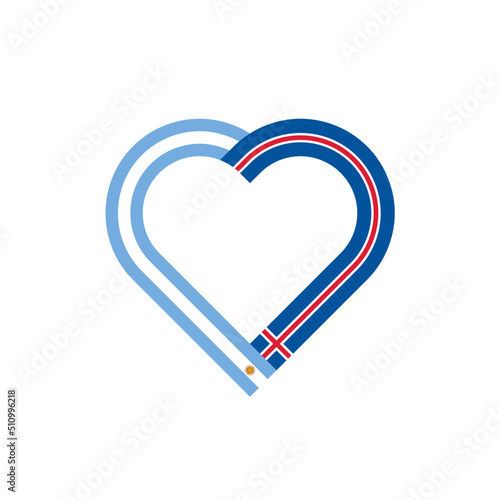 unity concept. heart ribbon icon of argentina and iceland flags. vector illustration isolated on white background