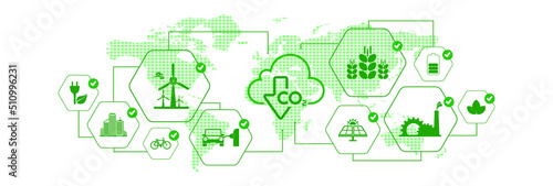 reducing CO2 emissions to stop climate change. green energy background	