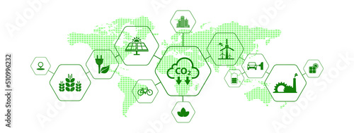 reducing CO2 emissions to stop climate change. green energy background	