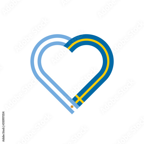 unity concept. heart ribbon icon of argentina and sweden flags. vector illustration isolated on white background
