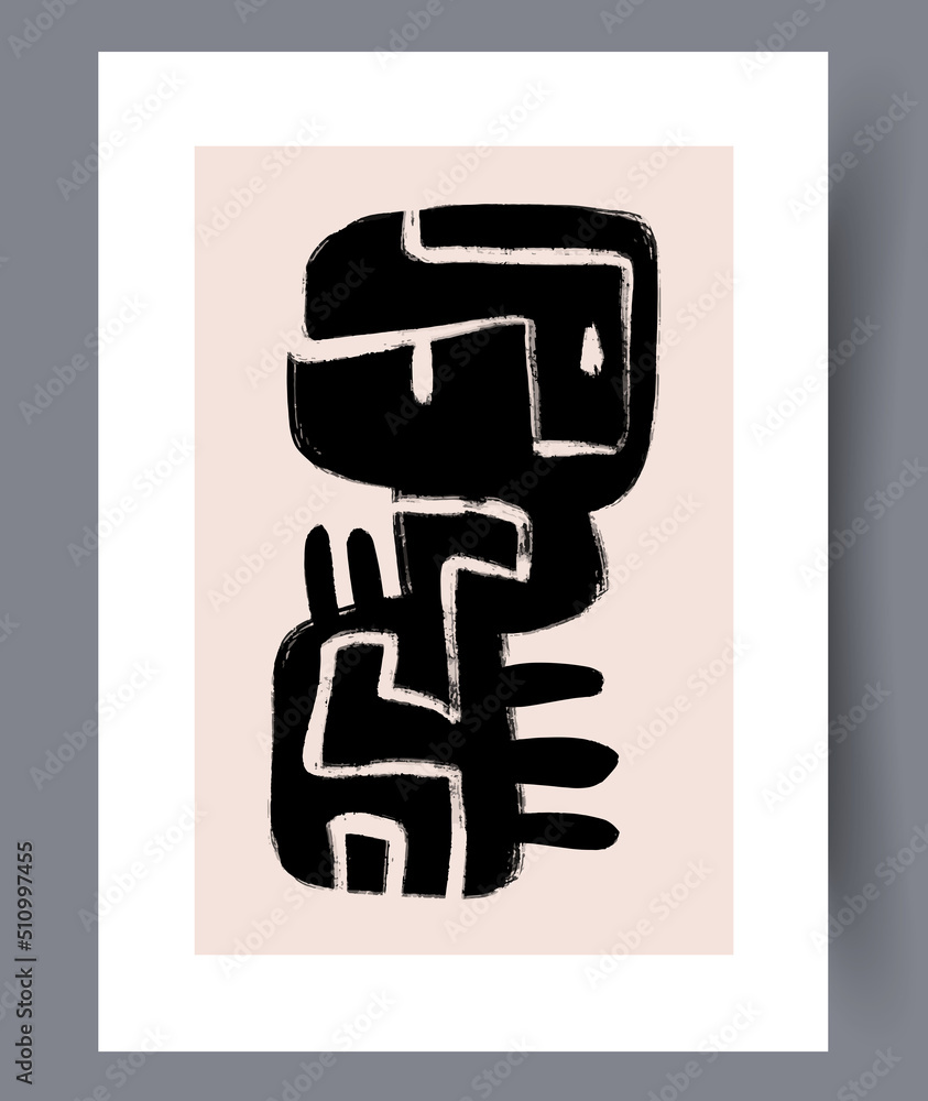 Picture of Scandinavian abstract wall art. Minimalistic art vector poster. Hand ...