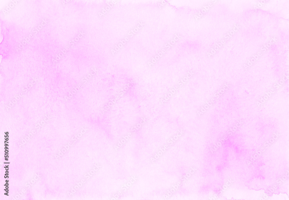 Watercolor pastel pink background texture. Light fuchsia color stains on paper, hand painted.
