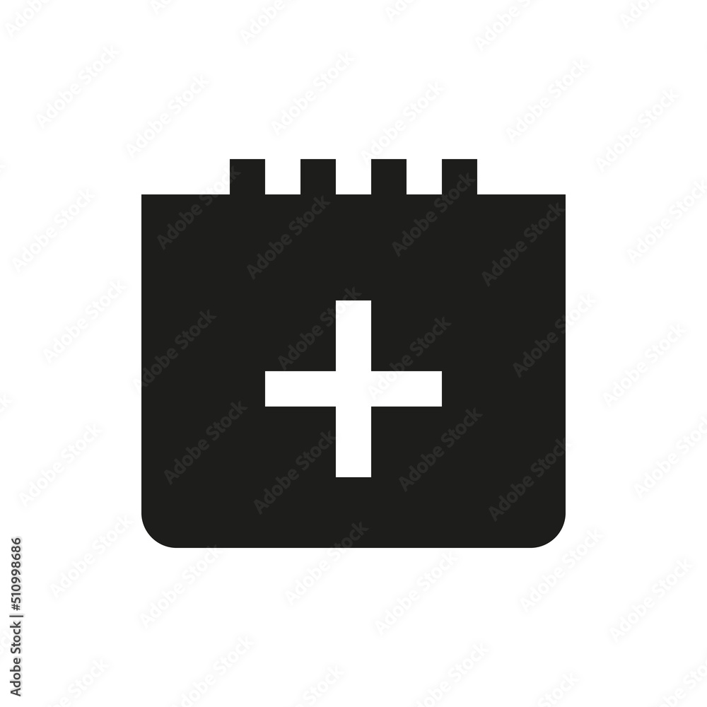 Calendar plus solid icon. Add new event glyph vector symbol. Calendar plus solid icon. Add new event glyph vector symbol.