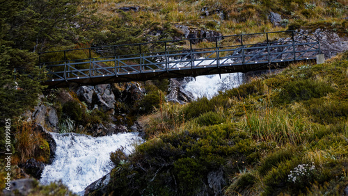 Bridge over Hukere Stream, Nelson Lakes National Park, south island, Aotearoa / New Zealand. photo