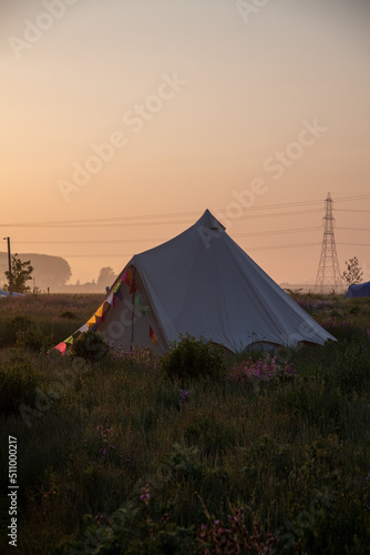 Bell Tent at Dawn in the English Countryside