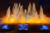 Night view of The Magic Fountain of Montjuic in Barcelona, Spain.