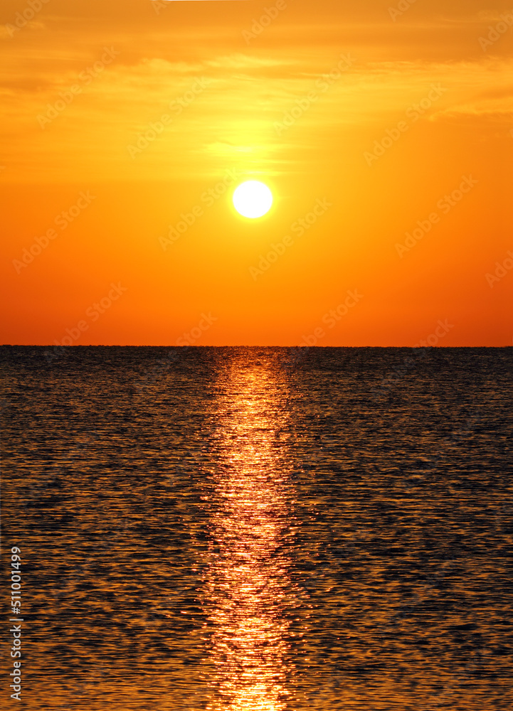 landscape with sunrise over sea