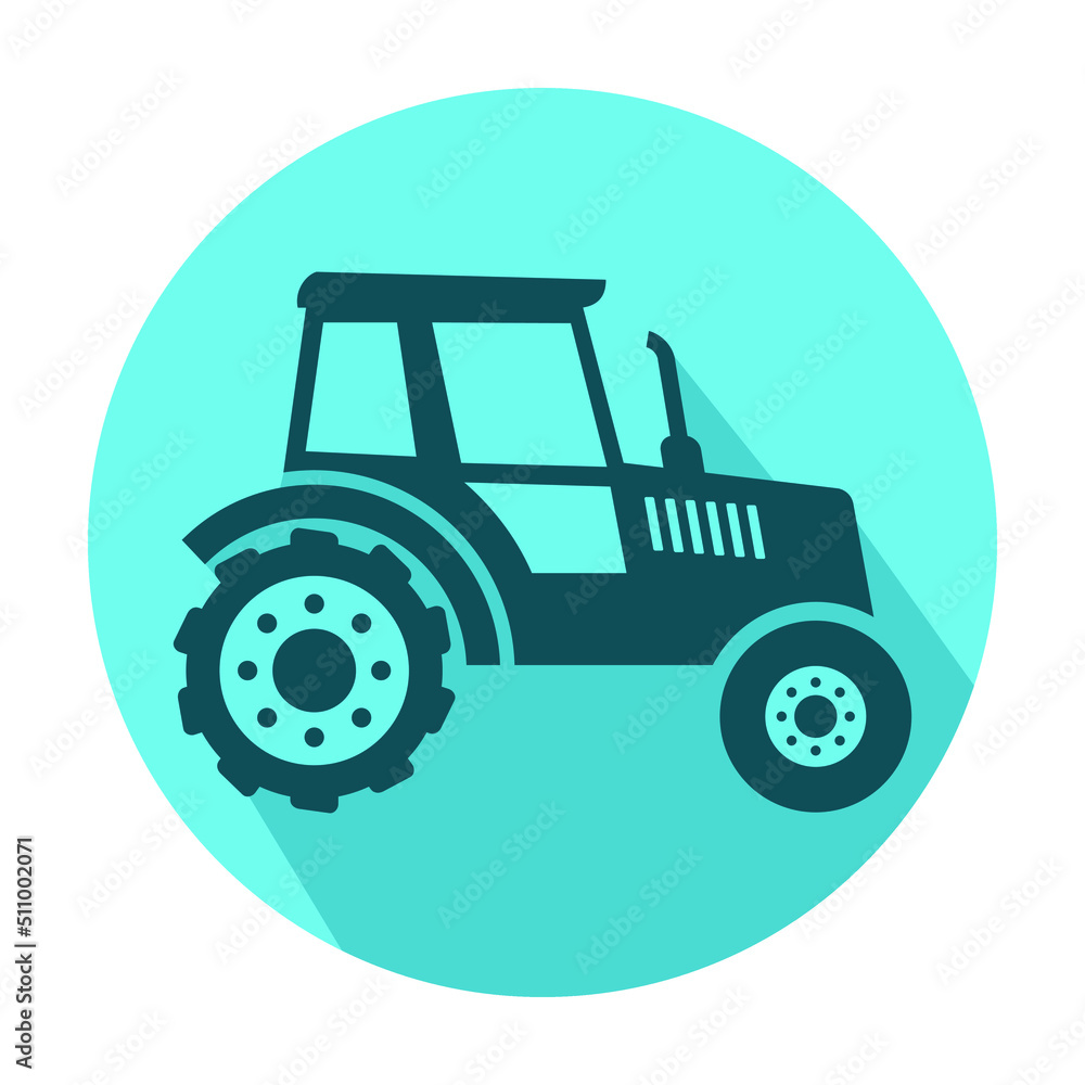 tractor icon, circle, vector illustration 