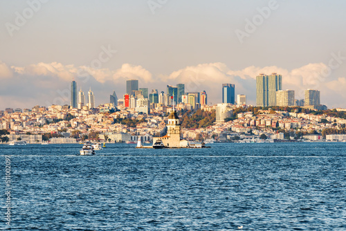 View of the modern buildings of Istanbul from the Bosporus. © efired
