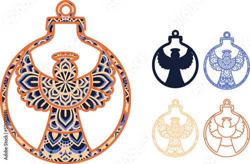 Mandala design. This design consists of several layers. You can change the color and size of the design. Cut each layer and glue together.