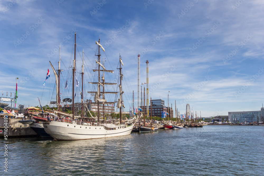 Tall ships at the quay during Kieler Woche festival in Kiel, Germany