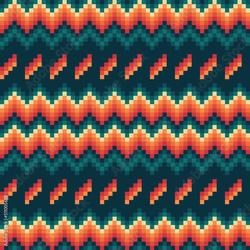 Abstract pixel colorful vector illustration Seamless pattern on background fabric pattern design wallpaper.