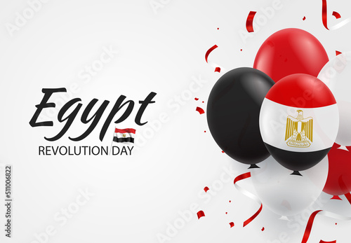 Vector Illustration of Revolution Day Egypt. Background with balloons
