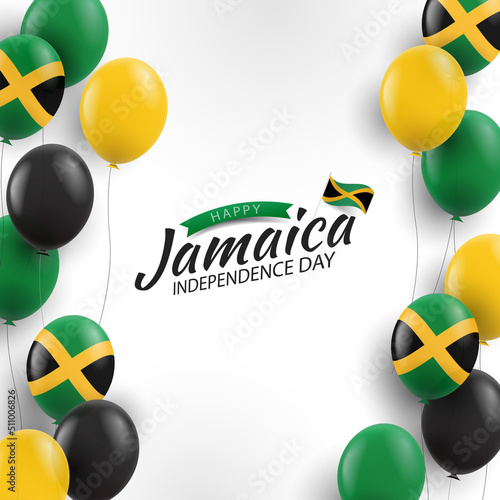 Vector Illustration of  Jamaica Independence Day. Background with balloons

