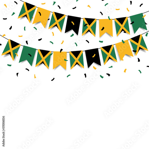 Vector Illustration of  Jamaica Independence Day. Garland with the flag of Jamaica on a white background.
