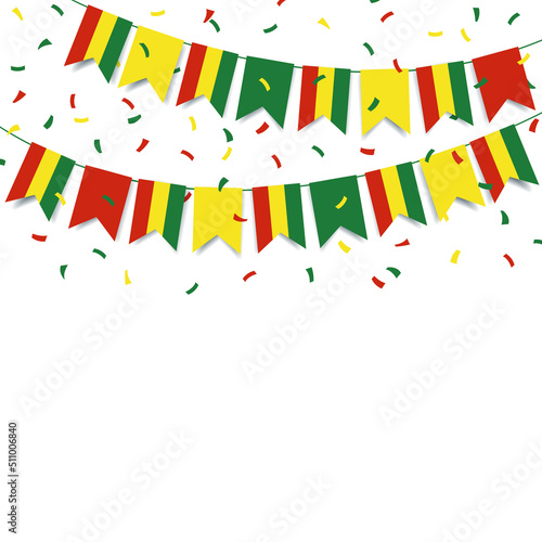 Vector Illustration of  Bolivia Independence Day. Garland with the flag of Bolivia on a white background.

