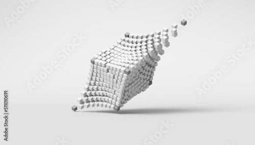 Fototapeta Naklejka Na Ścianę i Meble -  Abstraction from white cubes on a white background. 3d render illustration.