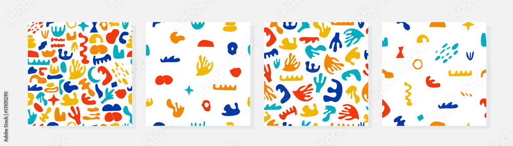 Obraz premium Abstract seamless pattern with natural shapes. Matisse wallpaper collection. Trendy fashion print. modern minimalist art. Background for design of packaging, covers, postcard. vector illustration