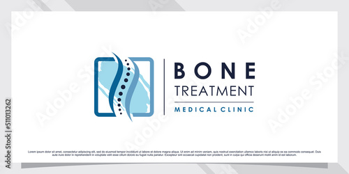 Bone treatment logo design illustration for massage with creative concept Premium Vector