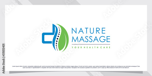 Chiropractic icon nature massage logo design inspiration with creative element Premium Vector