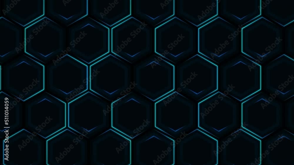 Glowing looped background pattern from hexagons. Glowing looped background pattern from hexagons.
