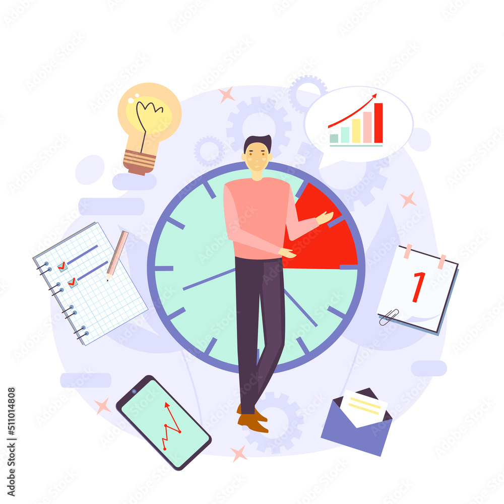 Productivity vector illustration. Watch. Effective time management elements for your design. Planning tasks, activities, schedules, working time. Characters people at work. Productivity vector illustration. Watch. Effective time management elements for your design. Planning tasks, activities, schedules, working time. Characters people at work.