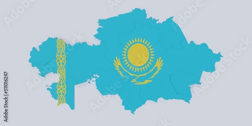 A stylized rendering of the Kazakhstan map conveying the modern digital age and its emphasis on global connectivity among people