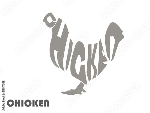 Word forms chicken Word art Isolated
