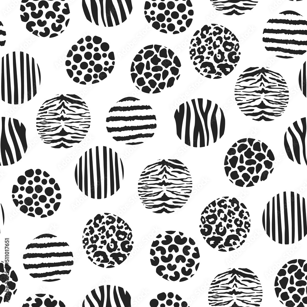Hand drawn vector textured circles seamless pattern. Black animal pattern shape texture. Nature doodle print background. Abstract leopard spots, tiger stripes, zebra print, giraffe pattern art element Hand drawn vector textured circles seamless pattern. Black animal pattern shape texture. Nature doodle print background. Abstract leopard spots, tiger stripes, zebra print, giraffe pattern art element