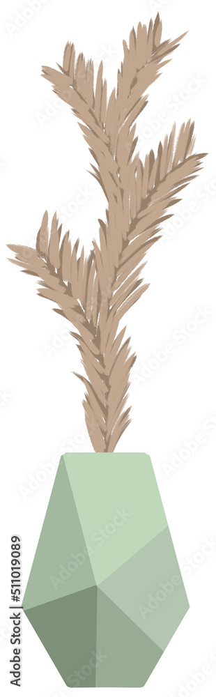 Pampas Grass boho in pot, Watercolor autumn bohemian style boutique pastel color Pampas Grass boho in pot, Watercolor autumn bohemian style boutique pastel color