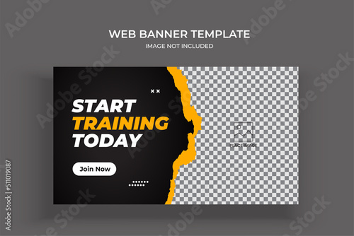 Youtube thumbnail and web banner template for gym fitness workout