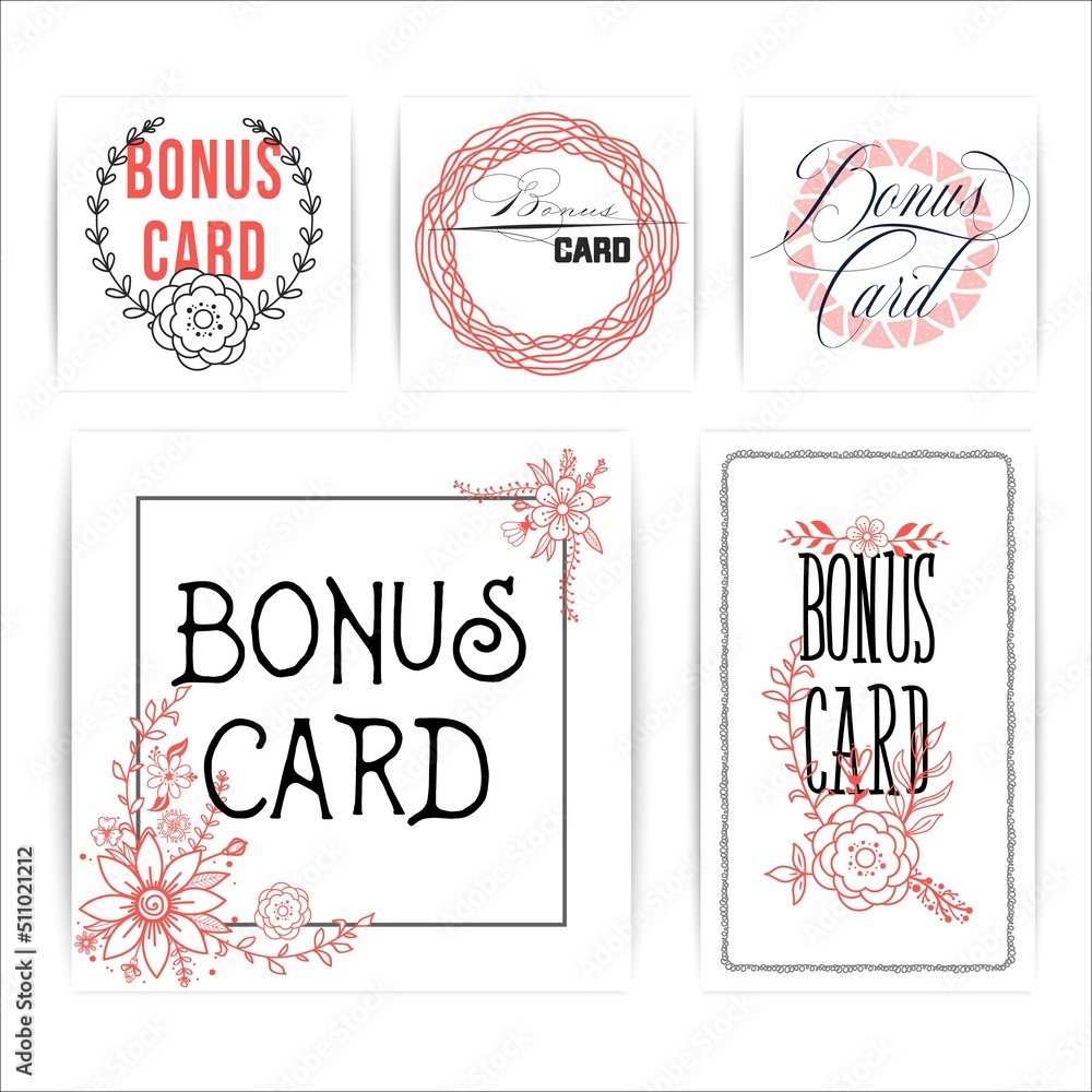 Bonus card template in sketch style, hand drawn design. Bonus card template in sketch style, hand drawn design.