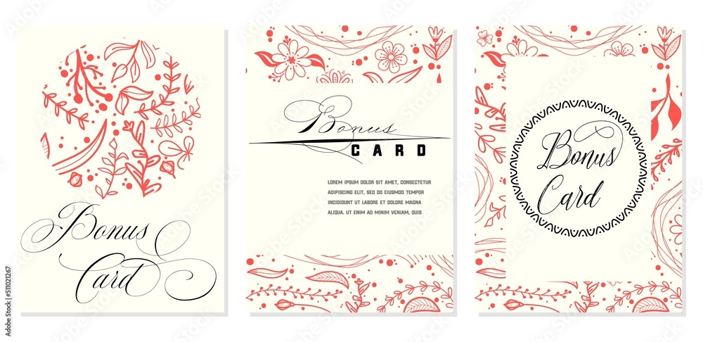 Bonus card template in sketch style, hand drawn design. Bonus card template in sketch style, hand drawn design.