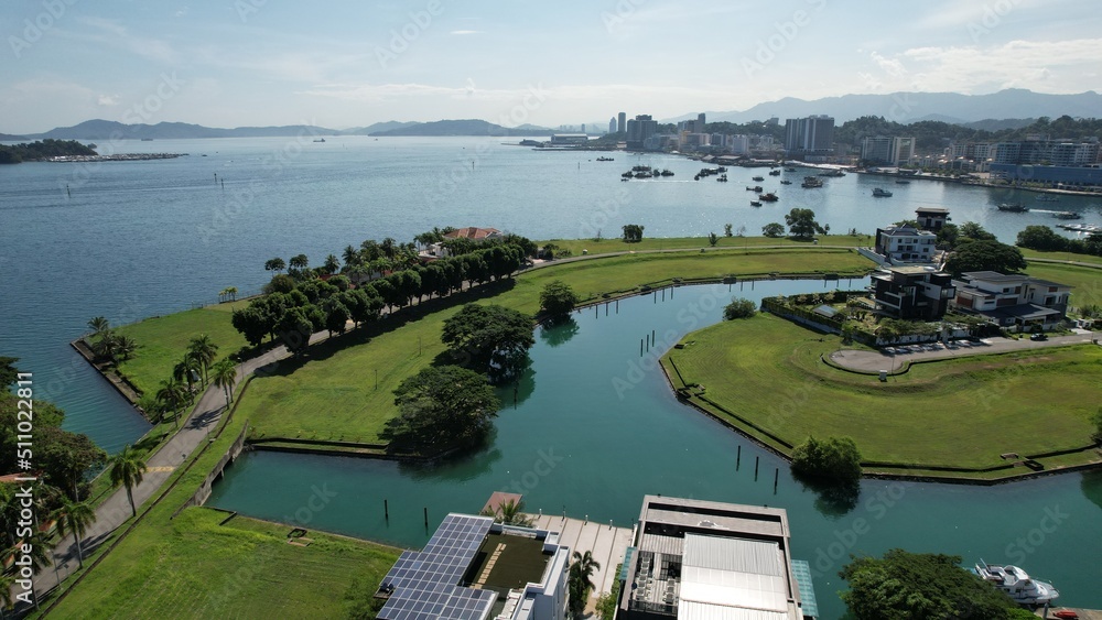 Fototapeta premium Kota Kinabalu, Sabah Malaysia – June 15, 2022: The Sutera Harbour, Resorts and Marina Bay