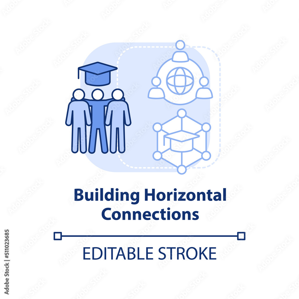 Building horizontal connections light blue concept icon. Principle of learning abstract idea thin line illustration. Isolated outline drawing. Editable stroke. Arial, Myriad Pro-Bold fonts used